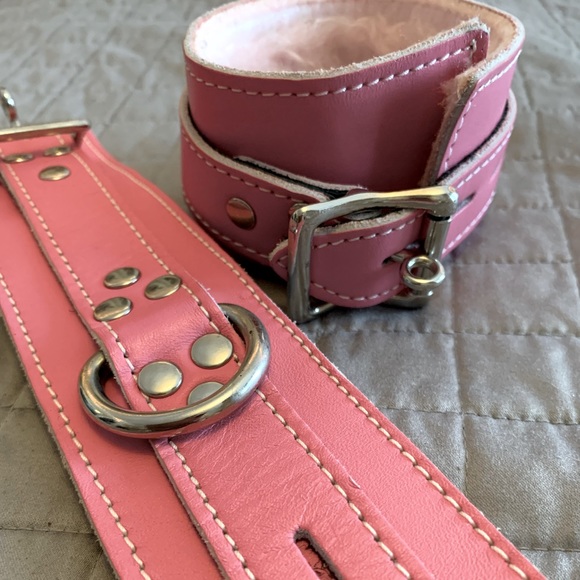 Wilsons Leather Other - Pink leather furry handcuffs.